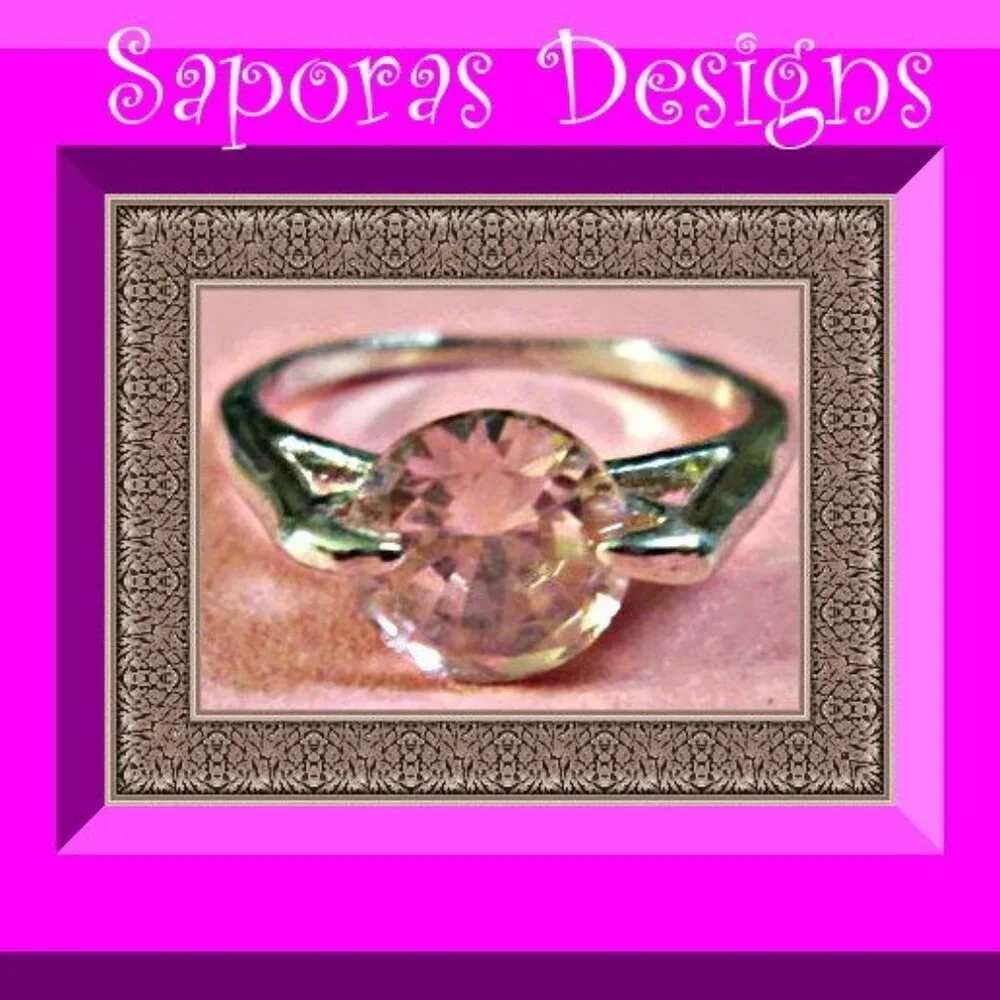 Size 6 Silver Tone Ring With Pink Crystal
